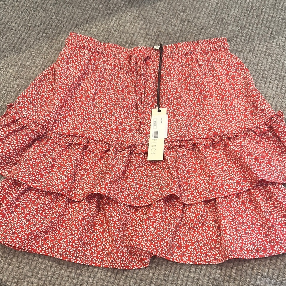 Pinch Pink Bubble Mini Skirt with Tiered Ruffles